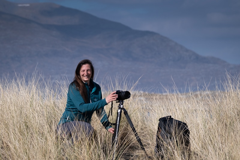Margaret Soraya, landscape and seascape photographer, leading a photography workshop on the Isle of Harris