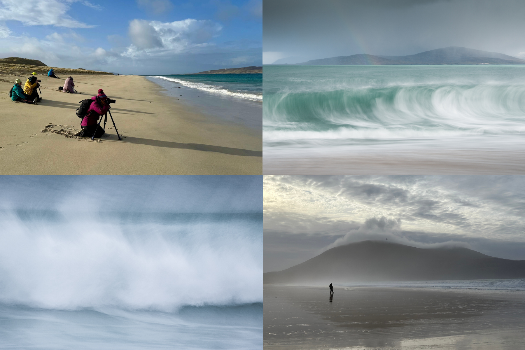 Long expsoure photography workshop outer Hebrides photographers on Isle of Harris beaches photography waves and seascapes