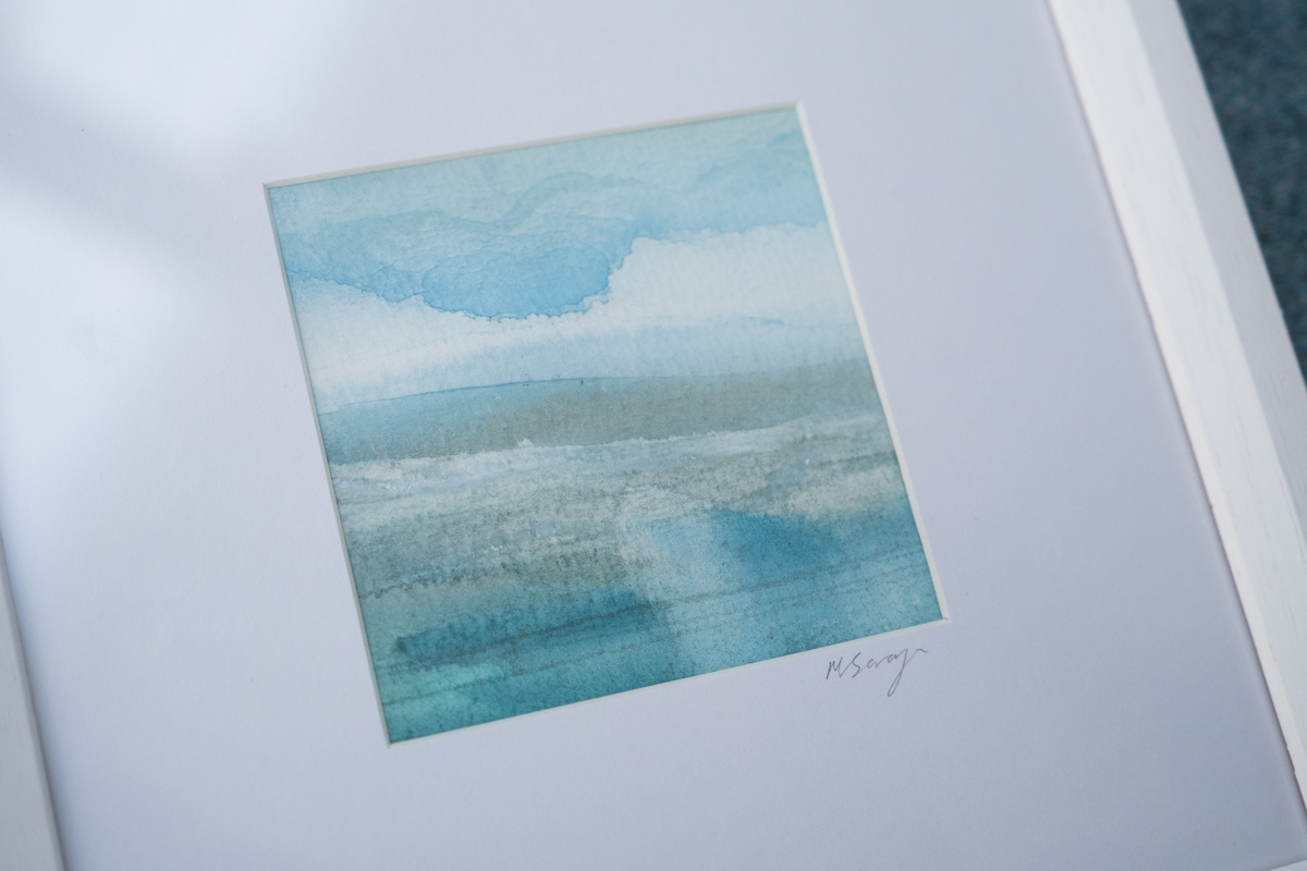 Sea inspires ink painting available at the art gallery in Geocrab, Isle of Harris