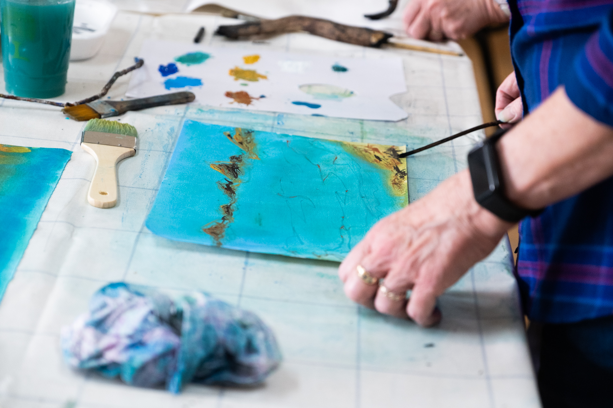 painting at the art retreat on the outer hebrides with ellis O'Connor
