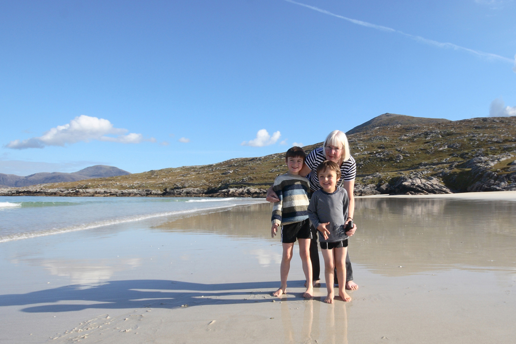 family on luskentyre beach on the Isle of Harris 