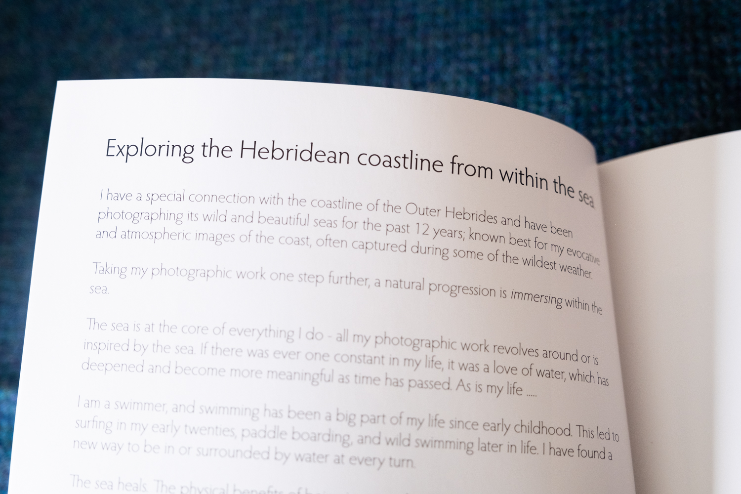 Introduction page of Within Hebridean Seas — Exploring the Hebridean coastline from within the sea — Margaret Soraya's personal essay about her connection to the Outer Hebrides