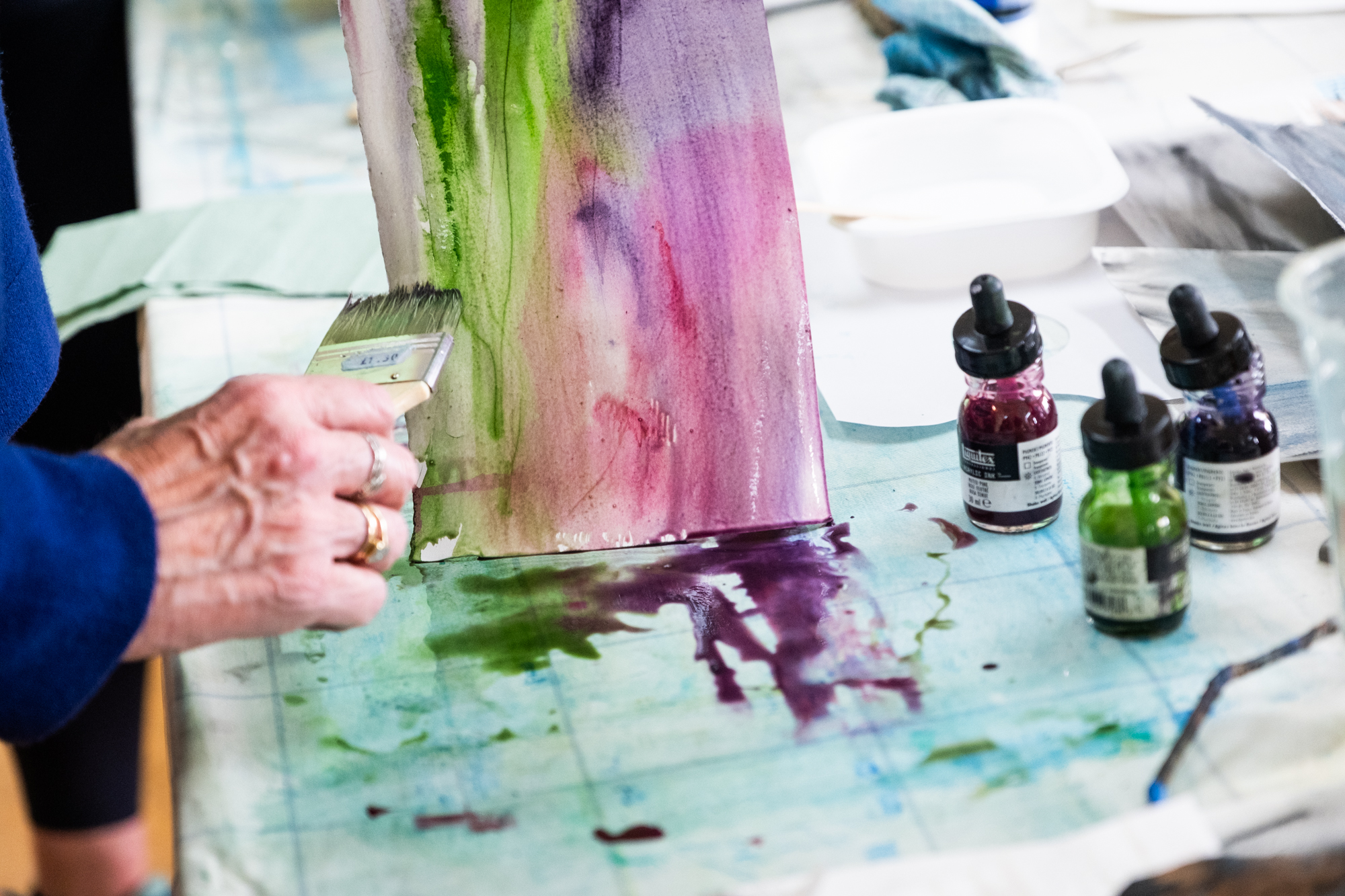 womens art retreat in scotland - participant painting